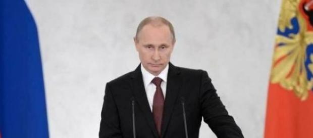 Władimir Putin podczas przemówienia Władimir Putin podczas przemówienia
