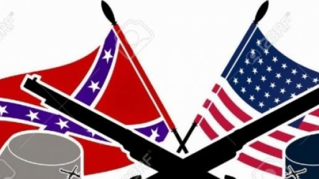 Bandiera unionista e bandiera confederata.