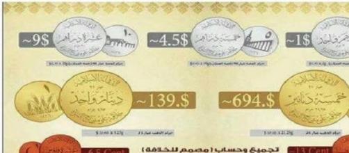 Le tre monete dell'Isis: oro, argento e rame.