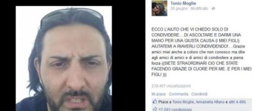 Screenshot del profilo Facebook di Tonio Moglie