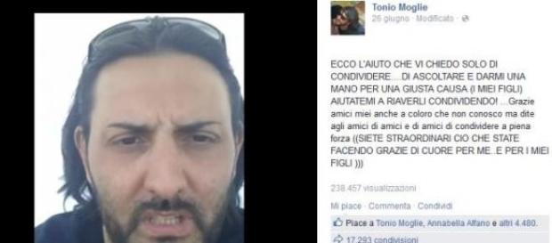 Screenshot del profilo Facebook di Tonio Moglie Screenshot del profilo Facebook di Tonio Moglie