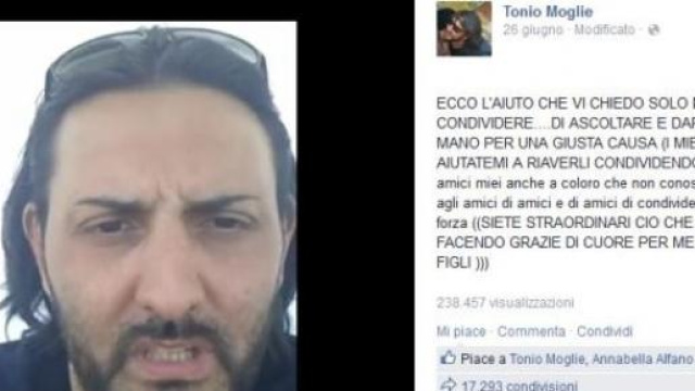 Screenshot del profilo Facebook di Tonio Moglie