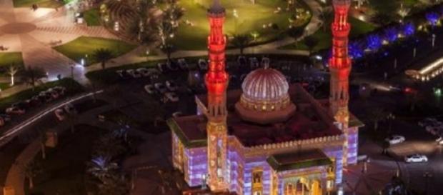 Al-Majaz Moschee, Sharjah Light Festival Al-Majaz Moschee, Sharjah Light Festival