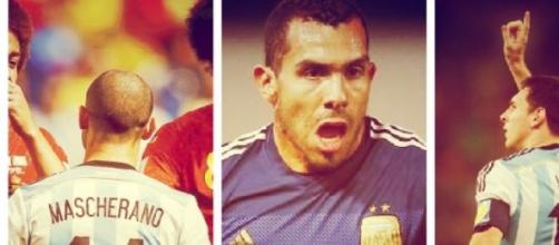 Masche, Tevez y Messi. Figuras de Argentina