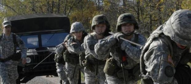 ROTC members during a training exercise ROTC members during a training exercise