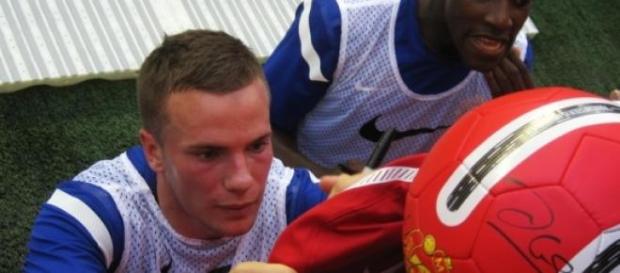 Tom Cleverley after Manchester United training Tom Cleverley after Manchester United training