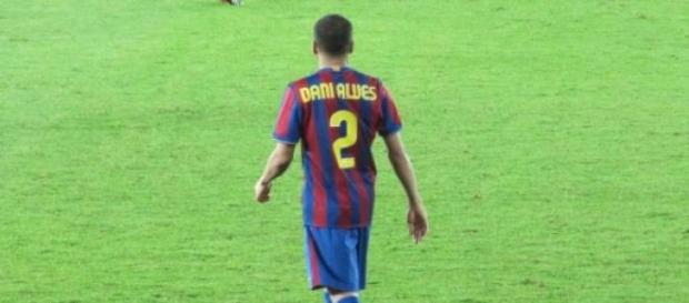 Dani Alves in Barcelona's jersey. Dani Alves in Barcelona's jersey.