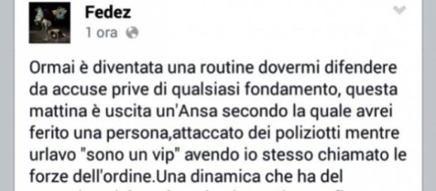 Fedez pubblica su Facebook la sua verità Fedez pubblica su Facebook la sua verità