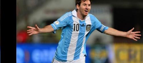 Leonel Messi una de sus celebraciones albicelestes