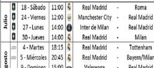 Horarios de la pretemporada del Real Madrid. Horarios de la pretemporada del Real Madrid.