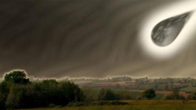 Una ricostruzione di fantasia di uno schianto UFO.