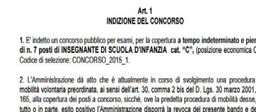 Bando di concorso per insegnanti scuola d'infanzia