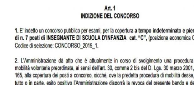 Bando di concorso per insegnanti scuola d'infanzia Bando di concorso per insegnanti scuola d'infanzia