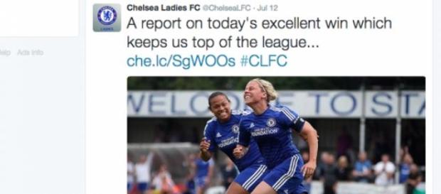 Chelsea Ladies FC celebrated their win on Twitter. Chelsea Ladies FC celebrated their win on Twitter.