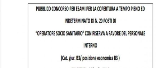 Bando per 20 posti Oss a tempo indeterminato