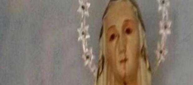 Sangue di capriolo su statua della Madonna Sangue di capriolo su statua della Madonna