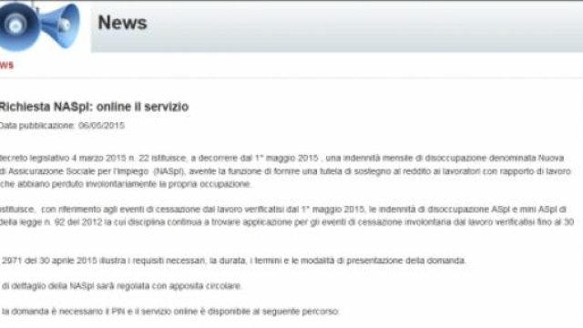 Come presentare domanda Naspi dal sito Inps, info