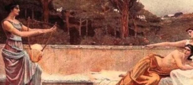 Safo e as suas alunas na Ilha de Lesbos - Pintura Safo e as suas alunas na Ilha de Lesbos - Pintura