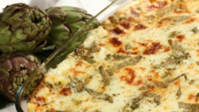 Le lasagne con carciofi ricotta e prosciutto cotto