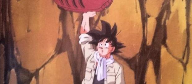 Goku evitando la caída del tractor Goku evitando la caída del tractor