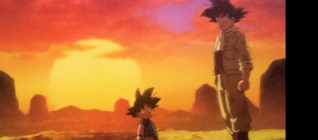 Goku y Goten miran a Mr Satan Goku y Goten miran a Mr Satan