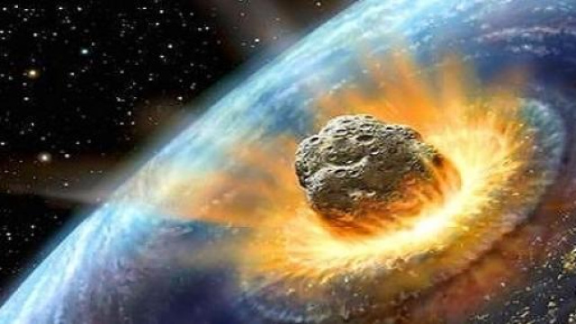 Asteroide che impatta la terra (ricostruzione)