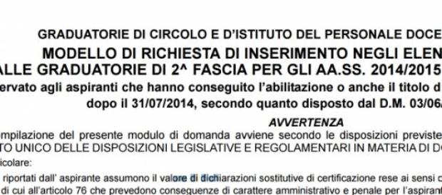 Aggiornamento della seconda fascia delle GI 2015 Aggiornamento della seconda fascia delle GI 2015