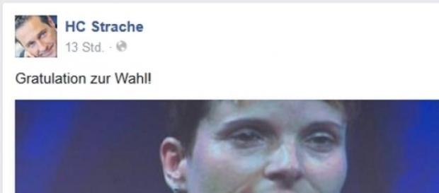 HC Strache gratuliert Frauke Petry. HC Strache gratuliert Frauke Petry.