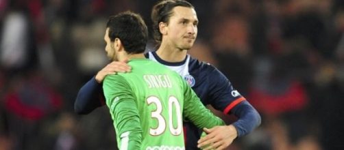 Sirigu, obiettivo della Roma, e Zlatan Ibrahimovic