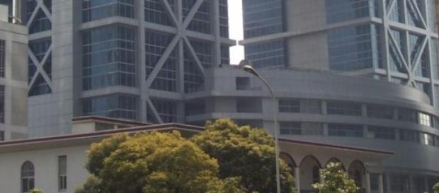 Detaliu cu clădirea Bursei din Shanghai Detaliu cu clădirea Bursei din Shanghai