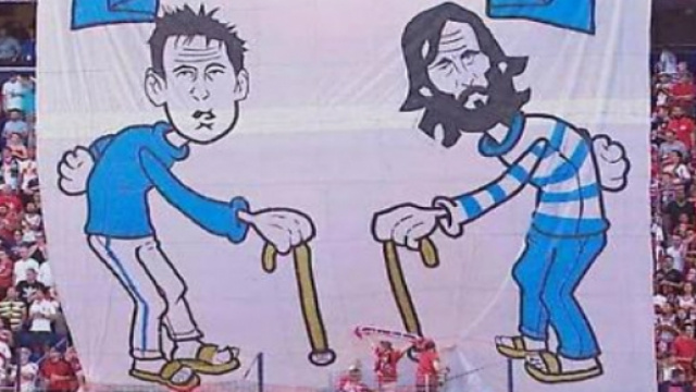 Pirlo e Lampard raffigurati come due anziani