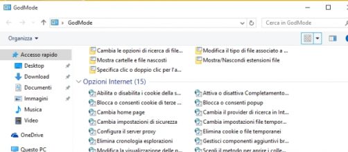 GodMode, opzioni nascoste di windows 10