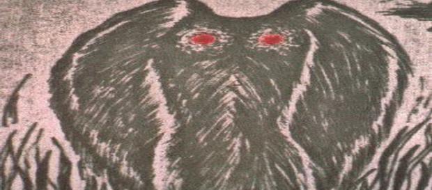 Rappresentazione di Mothman, l'uomo falena Rappresentazione di Mothman, l'uomo falena