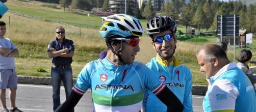 Vincenzo Nibali in allenamento con Fabio Aru