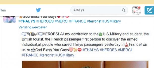 Bohaterowie z Thalys - podziękowania na Twitterze Bohaterowie z Thalys - podziękowania na Twitterze