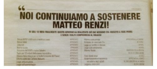 La pagina acquistata sul Corriere della Sera