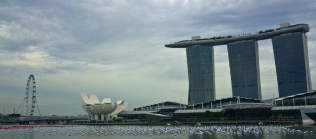 Marina Bay mit Marina Bay Sands und Singapur Flyer Marina Bay mit Marina Bay Sands und Singapur Flyer