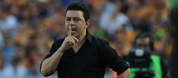 Marcelo Gallardo en el partido de ida en México. Marcelo Gallardo en el partido de ida en México.