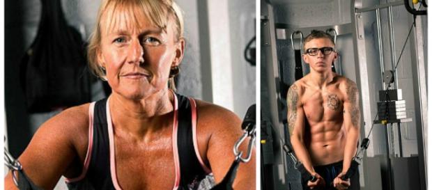 Mãe e filho optaram por vegetais e exercícios Mãe e filho optaram por vegetais e exercícios