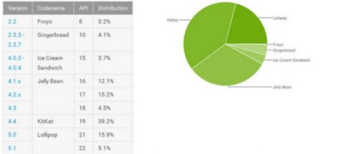 Grafici sulla distribuzione dei vari android