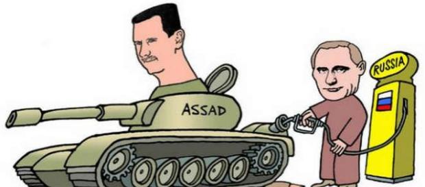 Caricatură ce sugerează implicarea Rusiei în Siria Caricatură ce sugerează implicarea Rusiei în Siria