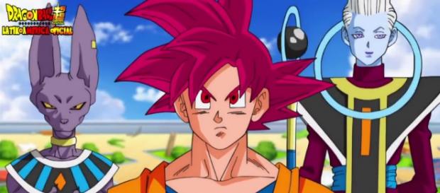 Goku recién transformado en super saiyajin Dios Goku recién transformado en super saiyajin Dios