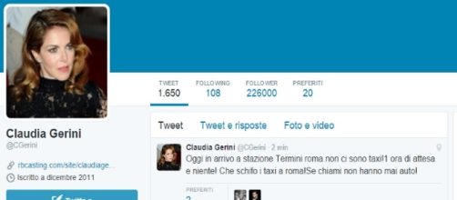 Il profilo twitter di Claudia Gerini