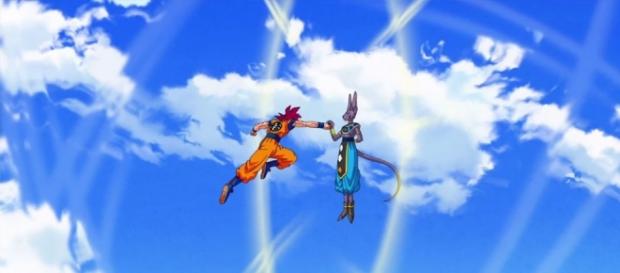 Goku luchando contra Bills en el cielo Goku luchando contra Bills en el cielo