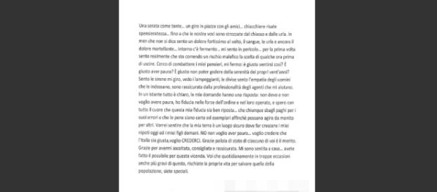 La lettera della giovane ferita al volto La lettera della giovane ferita al volto