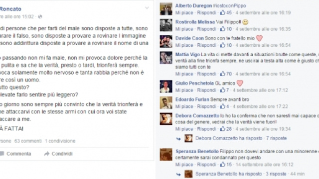 I messaggi di solidariet&agrave; al presunto stupratore