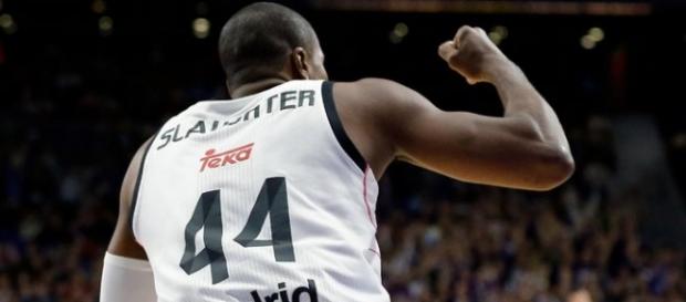 Marcus Slaughter celebra una canasta con el Madrid Marcus Slaughter celebra una canasta con el Madrid