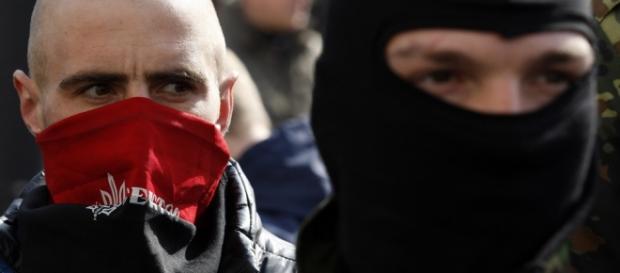 Członkowie ukraińskiej organizacji Prawy Sektor Członkowie ukraińskiej organizacji Prawy Sektor