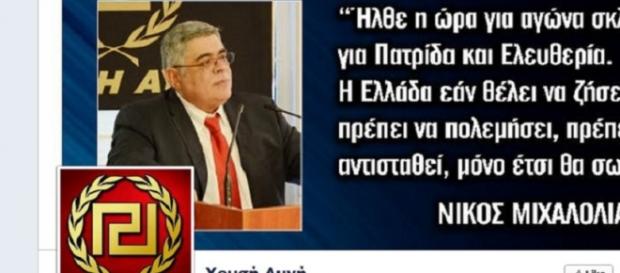 La pagina Facebook di Nikolaos Michaloliakos La pagina Facebook di Nikolaos Michaloliakos
