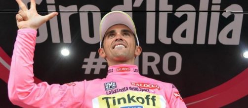 Contador sul podio del Giro d'Italia